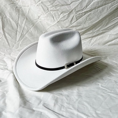 New Vintage Western Cowboy Hat For Men's Gentleman Lady Jazz Cowgirl With Leather Wide Brim Cloche Church Sombrero Hombre Caps