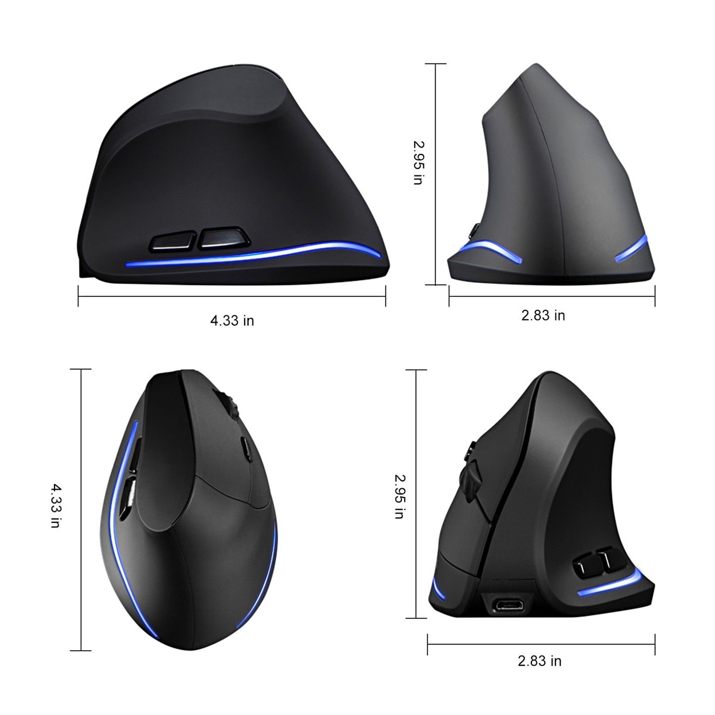 Lefon F35 Wireless Mouse Vertical Rechargeable Ergonomic Mouse 2400 DPI Optical Gaming Mice for Gamer Computer Laptop PC Mac IOS