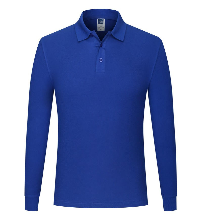 Cotton long sleeved polo shirt, men's and women's breathable spring and autumn T-shirt, printed logo embroidery workwear