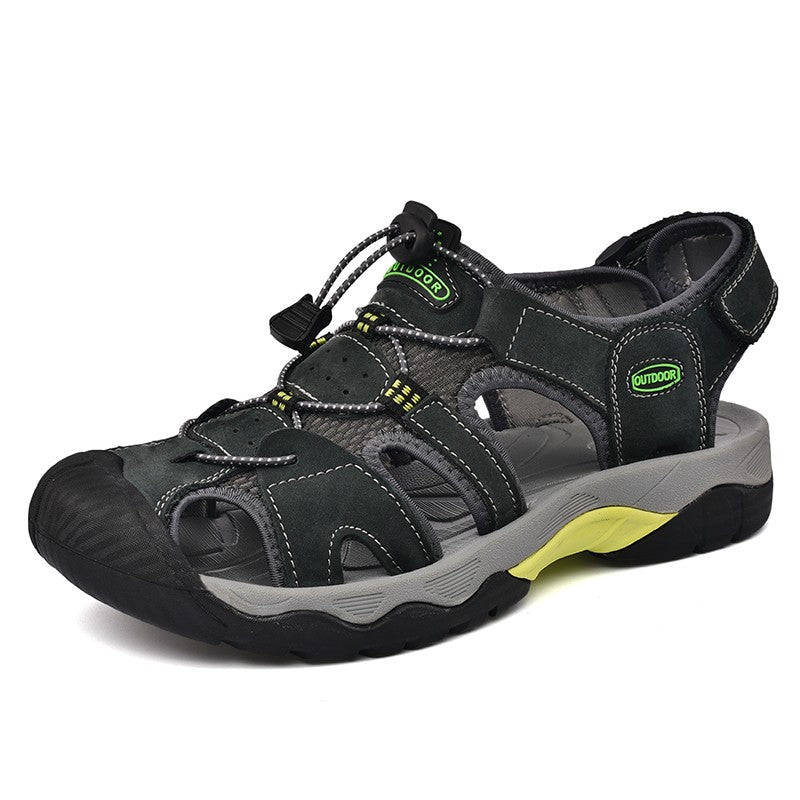 Summer Men's Sandals Classic Genuine Leather Sandals Fashion Outdoor Hiking Shoes Light  Breathable Non-slip Sneakers 38-48