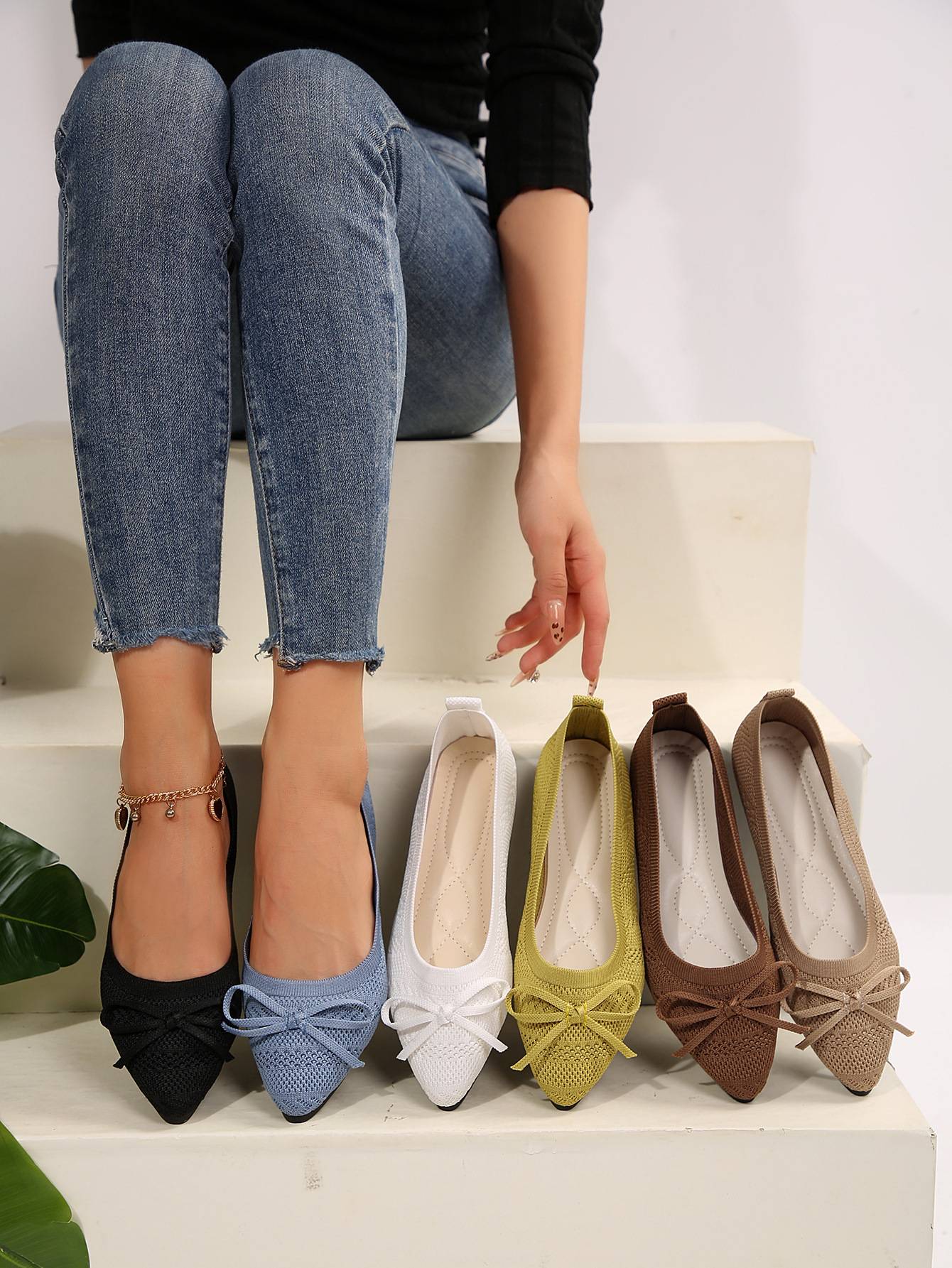 Summer 2024 New Style Pointed Toe Shallow Mouth Breathable Comfortable Casual Flats Shoes Wear-resistant Non-slip Loafers Women