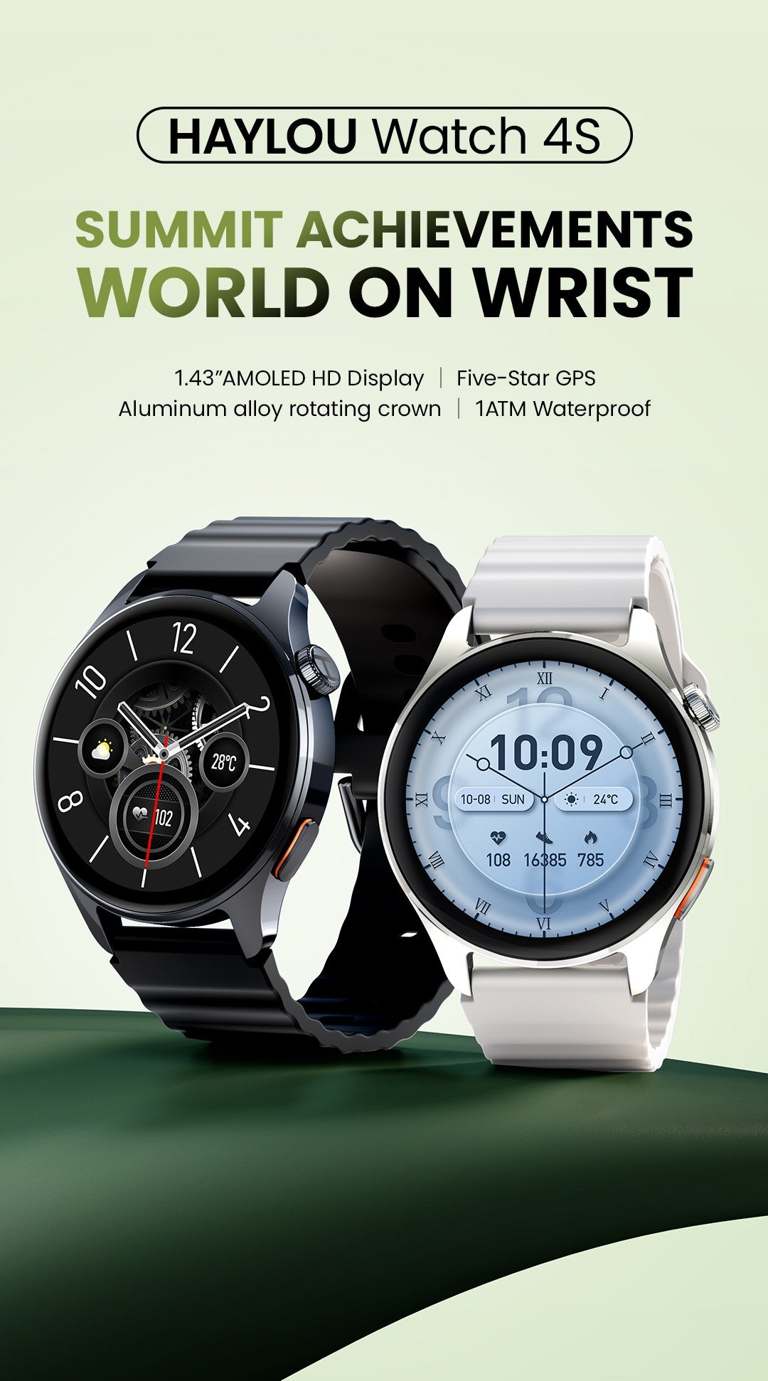 Smartwatch HAYLOU Watch 4S GPS, tela AMOLED HD de 1.43", posicionamento GPS de 5 satélites, mais de 120 modos de treino, relógio inteligente de esporte e fitness