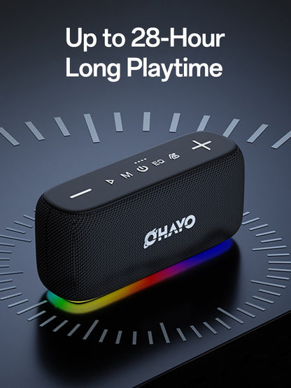 OHYAO Bluetooth 6.0 Speaker 60W Wireless Subwoofer Powerful Sound Deep Bass with RGB Lights for Outdoor Party Hiking Music Fun