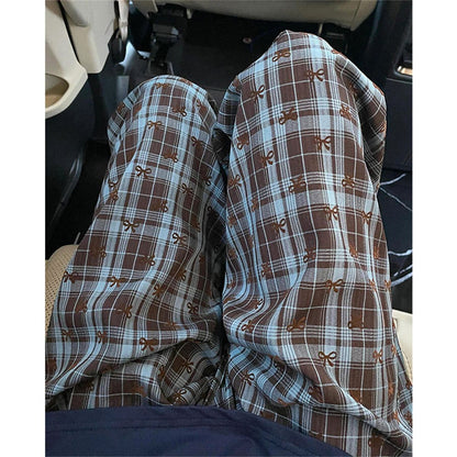 2025 Korean High-Grade Bow Pants Women Spring Autumn Comfortable High Waist Casual Slimming Long Pants Home Walking Pajama Pants