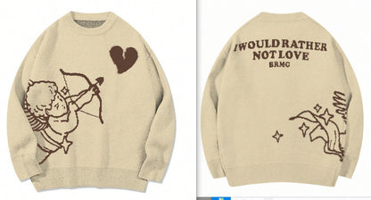 Men's Knitted Sweater Angel Love Heart Design Faionable Urban Sle Winter Season Long Sve round Ne Pullover New Arrival