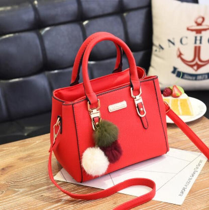 Fashion Women Hairball Shopper Totes Solid Color PU Leather Large Capacity Handbag Ladies Luxury Designer Crossbody Shoulder Bag