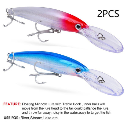 Isca Artificial Flutuante Minnow 32g 50g 75g Isca de Pesca Longa Arremesso Água Salgada Robalo Iscas Duras Minnow para Pesca de Robalo