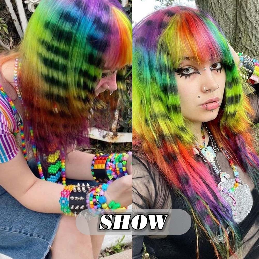 7 pçs/conjunto extensões de cabelo de pena de 18 polegadas clipes de cabelo invisíveis fibra sintética textura listrada uniforme acessórios de cabelo para festa