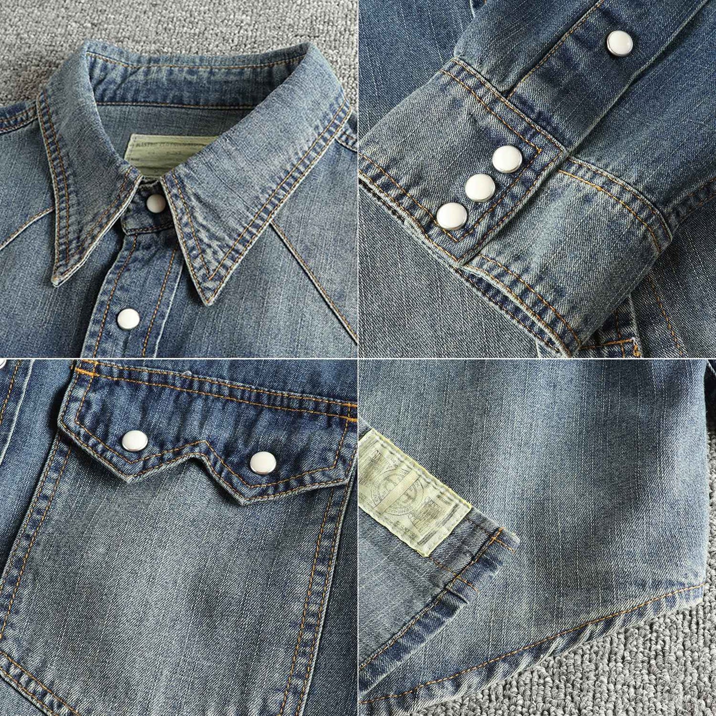 Autumn New American Retro Heavyweight Double Pocket Denim Cargo Shirt Men's Simple 100% Cotton Washed Casual Blouses Thin Jacket