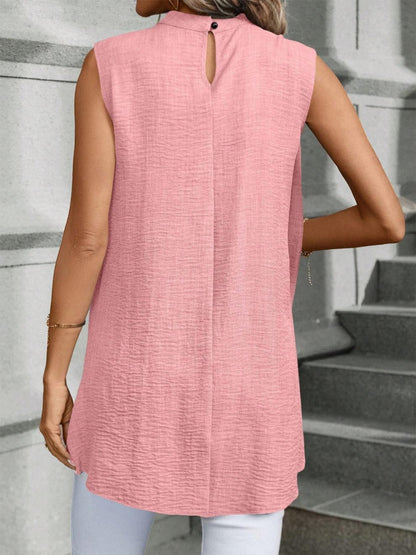 Two Fake Pieces Shirts For Women 2024 Fashion O-neck Sleeveless Shirt Tops Summer Elegant Solid Blouse Top Femme Black