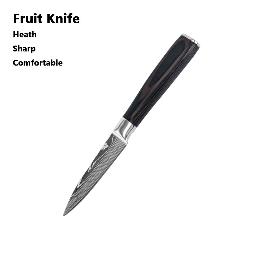 Conjunto de Facas de Chef 1-10 Peças Facas de Cozinha Padrão Damasco a Laser Faca Japonesa Santoku Afiada Cutelo Faca Utilitária para Fatiar