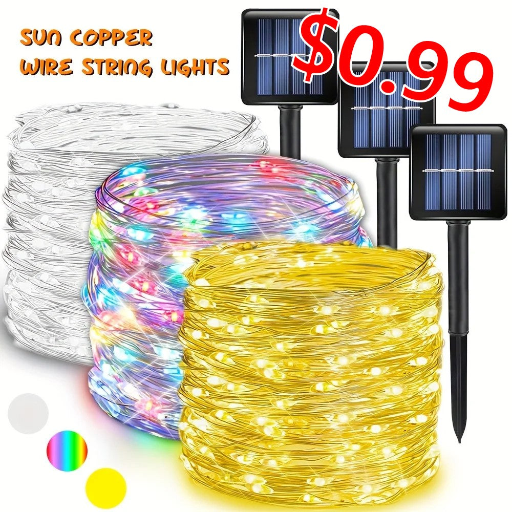 Solar Powered LED Flower Wreath Fairy Light String 50/100LED with 8 Modes Outdoor Garden Lights for Christmas Wedding Decoration