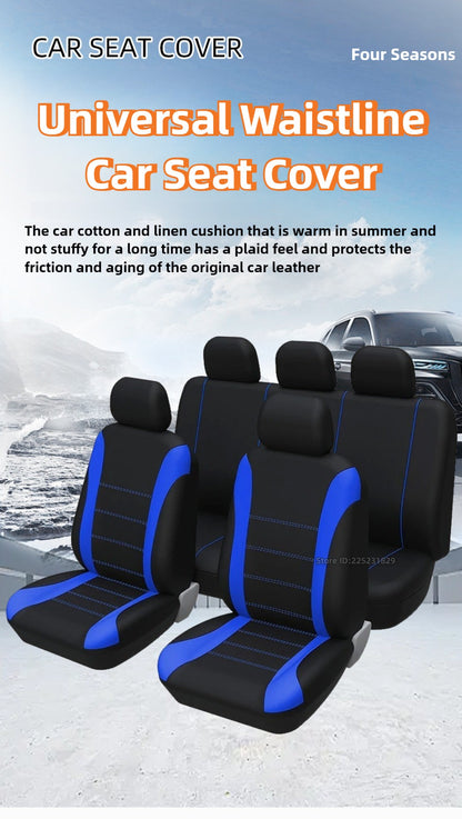 Almofada universal com design de linha de cintura AUTOMOTIVA Tamanho universal para carro, SUV, caminhão, van, acessórios, capas de assento internas, conjunto completo