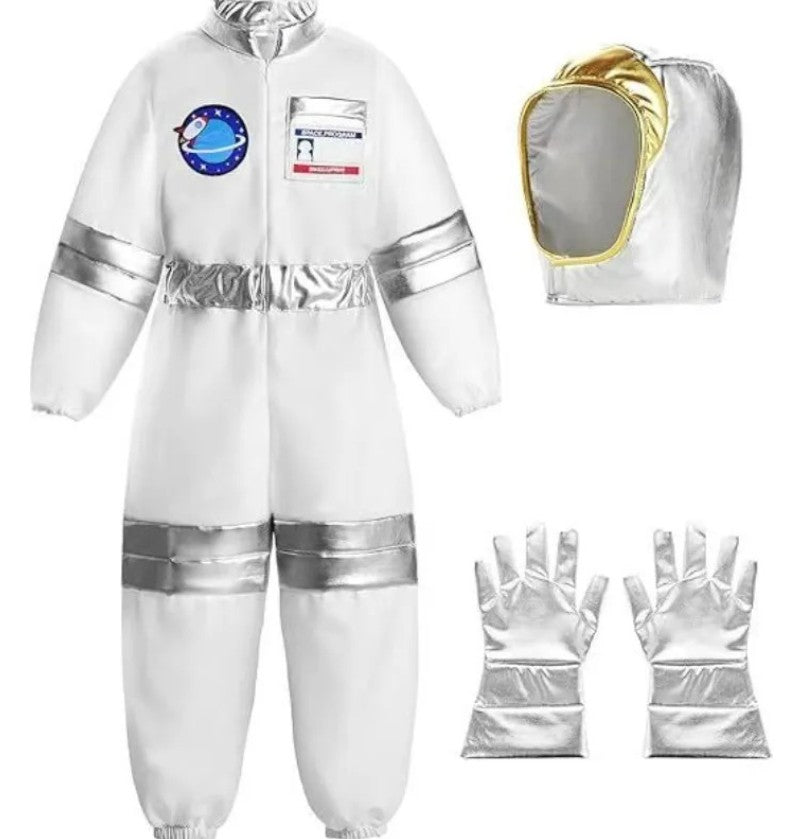 Cosplay Costume Pink Astronaut Height100-150 Pop Space-Themed Dress-Up Outfits Space Explorer Role-Play Jumpsuit Park Performanc