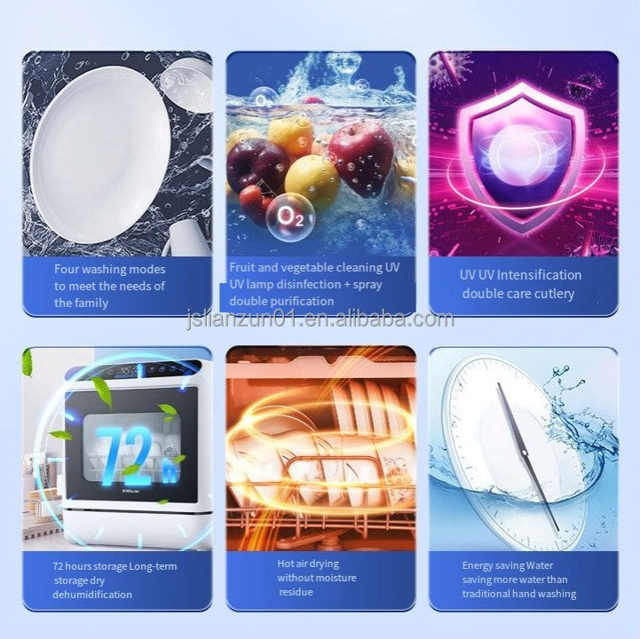 Portable Dishwasher Machine 5 Sets Tableware Desktop Dish Washer for Home Kitchen Appliances Compact Countertop Cleaner with