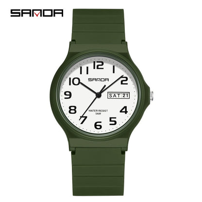 SANDA 9072 Student Quartz Watch Simple Light Fashion Resistant Outdoor Sport Wristwatch for Boy and Girl Best Gift
