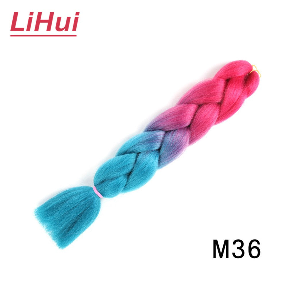 Cabelo Sintético Trança Jumbo 24 Polegadas Ombre Jumbo Extensão de Cabelo para Mulheres Tranças DIY Roxo Rosa Amarelo Cinza Lihu
