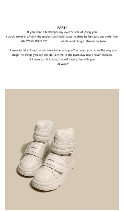 Fur White Boots Women Padded Cotton Shoes Winter Warm Pu Leather Snow Boots Footwear Thick Bottom Plush Short Ankle Boots