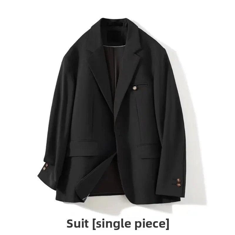 Casual Drapey Suit Set Men's Stylish Complete Set Cool College Students Street Fashion Korean Version Autumn Winter Suit