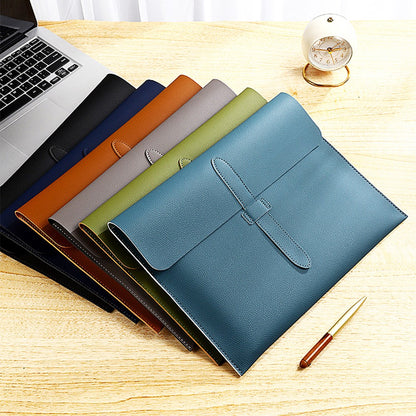 Business Office Luxury Document Bag PU Leather Custom Name Large Capacity A4 Paper File Bag Fashion Engrave Logo Storage Bags