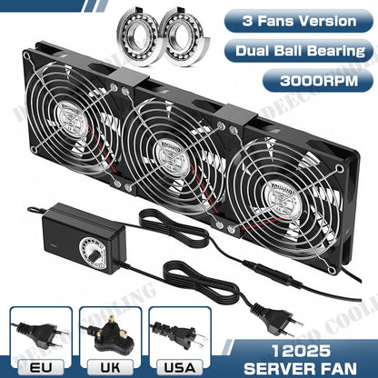 120mm 3000RPM Fan Cooling With Controller 12cm 12V 220V Btc Machine Chassis Workstation Cabinet Radiator Server Fan