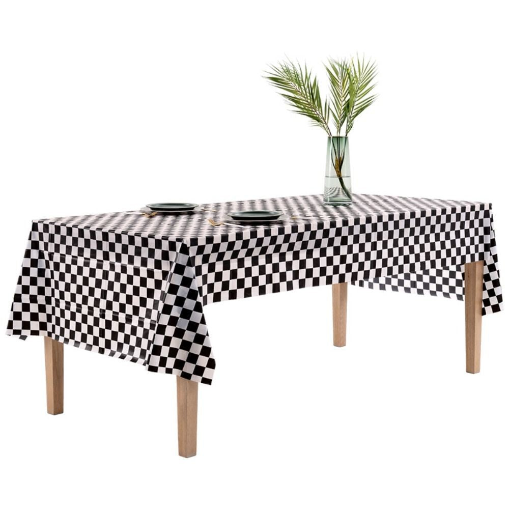 137x274cm Party F1 race black and white checkered tablecloth Waterproof and stain-proof disposable tablecloth