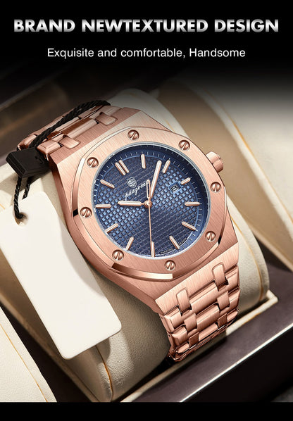 PAAZOMU Luxury Business Man Wristwatch Waterproof Luminous Date Men Watch Stainless Steel Fashion Quartz Watches For Men Reloj