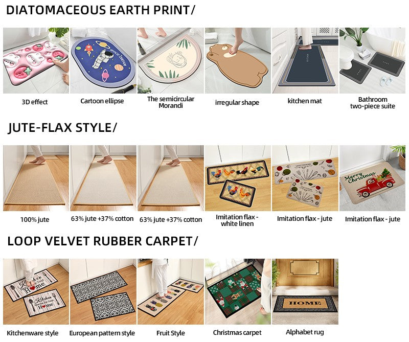 1 Set of Solid Color Simple Bathroom Water-absorbing and Non-slip Floor Mat Stone Pattern, Comfortable and Soft, Three-piece Set