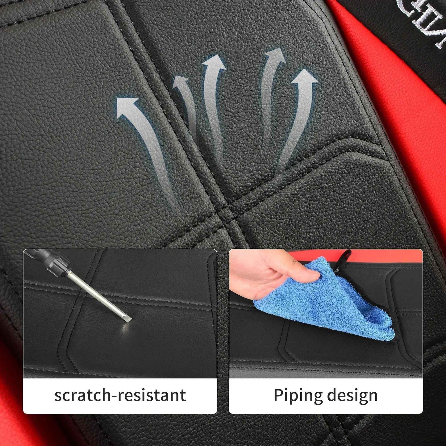 Capa de assento de carro 2 Peças, à prova d'água, resistente ao desgaste, macia, confortável, respirável, totalmente embrulhada em couro PU, capa de almofada de assento muscular