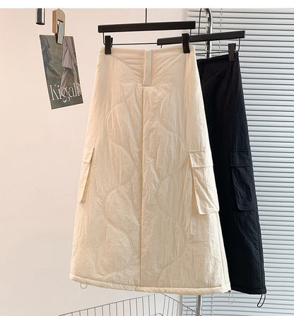 Artistic Long Thiened down Cotton f Skirt plus Size Women's Winter New Sle Fluffy Warm A-Line Skirt Commute Sle