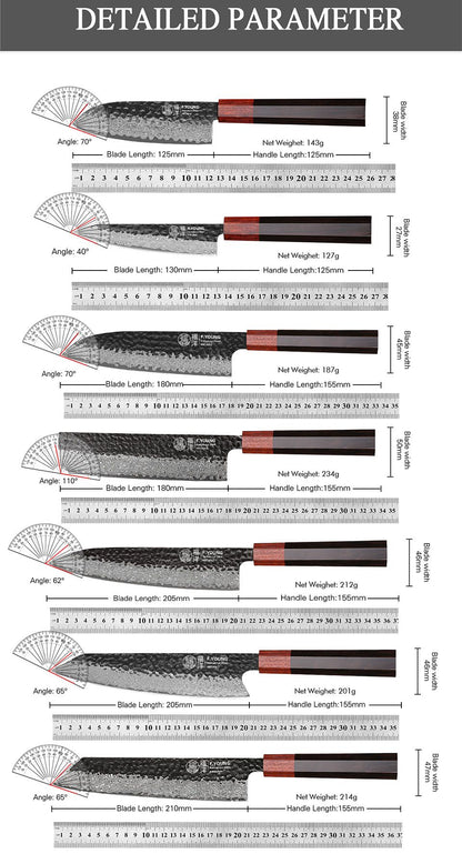 F.YOUNG Faca Japonesa de Chef Aço Damasco Profissional Facas de Cozinha Utilitário Sashimi Fatiar Carne Utensílios de Cozinha Forjados à Mão