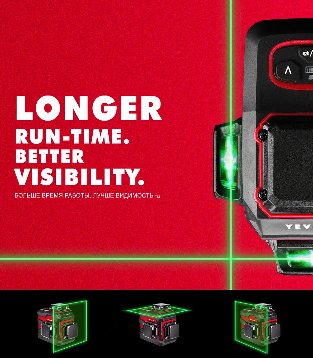 Nível a Laser Verde YEVOLT YVGLL4XS-Series 3/4 Planos 12/16 Linhas Autonivelante 360 3D/4D Horizontal e Vertical Ferramenta de Medição de Energia