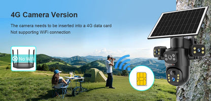 LS VISION 4G / WiFi Solar Camera 3Lenses Outdoor 15MP 4K Low Power Battery IP Camera PIR Night Vision V380 Pro CCTV Security