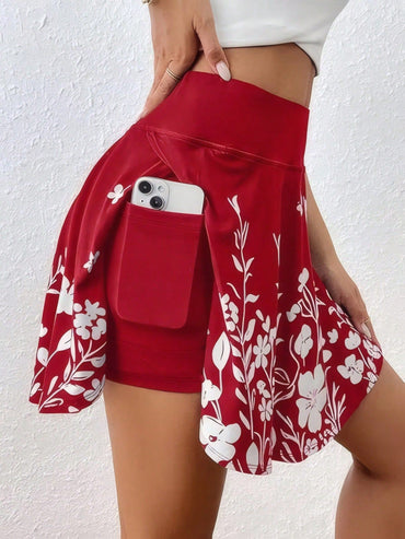 Plus Size 1XL-5XL New Women's Fashion High-Waisted Skirt Pants Phone Pocket Simple Floral Print Ladies Casual Shorts ?
