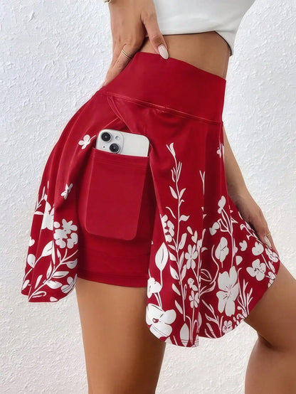 Plus Size 1XL-5XL New Women's Fashion High-Waisted Skirt Pants Phone Pocket Simple Floral Print Ladies Casual Shorts ?