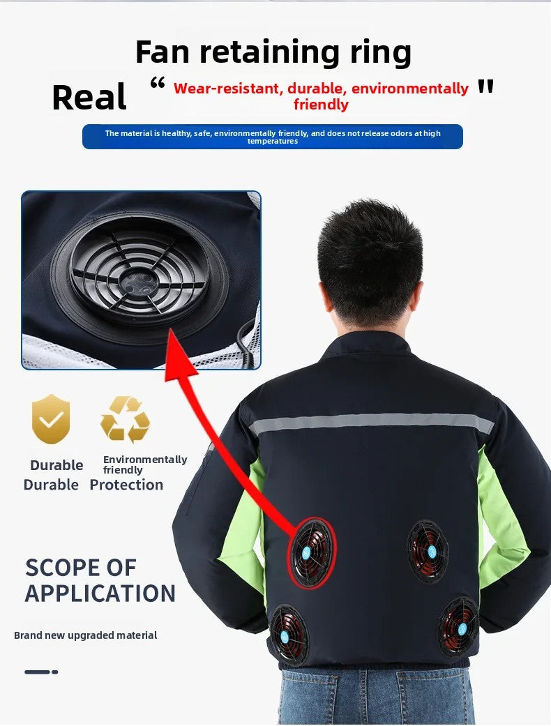 Summer Cooling Jacket Men's Hooded Fan Jacket Heat Resistant Fan Air Conditioner Clothes Breathable Outdoor Fishing Fan Workwear