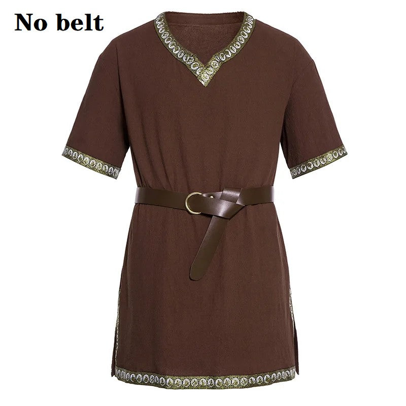 Knight Cosplay Medieval Costume Tunic Halloween Costumes for Men Adult Viking Pirate Disguise Fancy Clothing Carnival Shirts