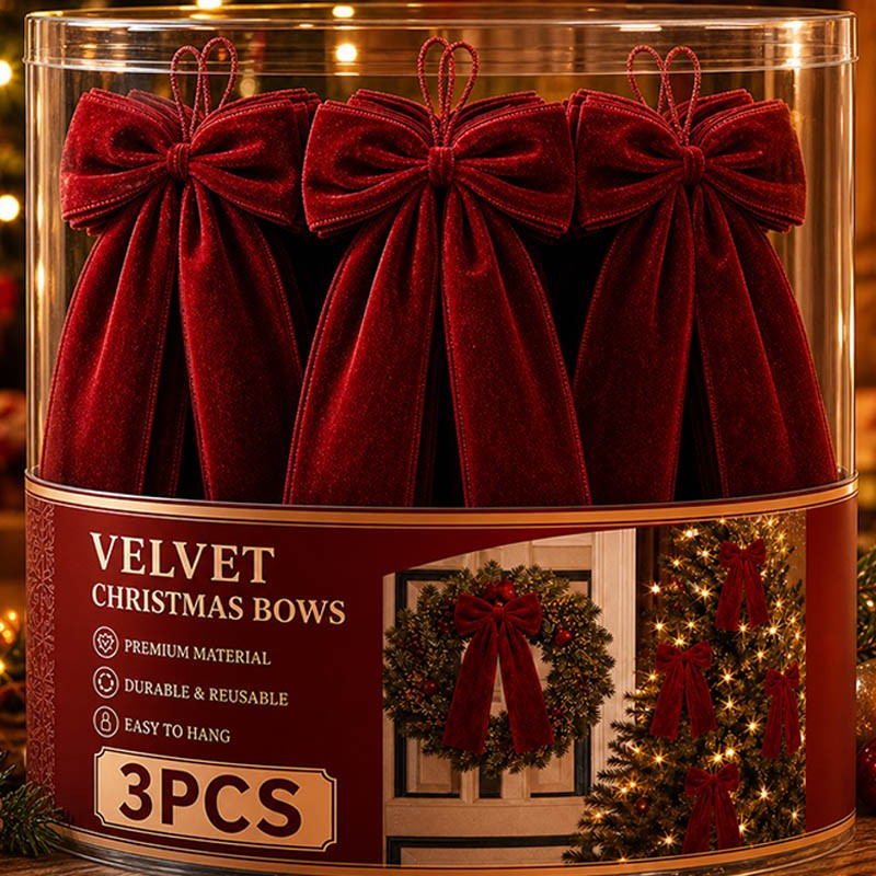 Large Size Bowknot Pendant Hanging Xmas Ornament DIY Home Party Christmas Tree Decorations Velvet Bow Burgundy Style Supplies