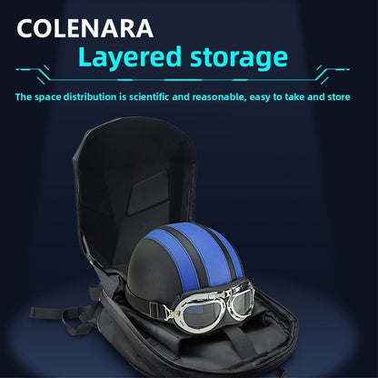 Mochila de Motocicleta COLENARA Mochila de Ombro para Capacete de Motocicleta Masculina Mochila de Laptop Impermeável para PC Mochilas de Ciclismo com Emissão de Luz LED