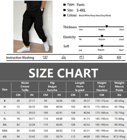 Men's Casual Pants Autumn Winter Fleece Sweatpants Men Running Jogger Sports Gym Trousers Fashion Solid Color Workout Long Pants