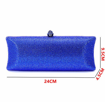 Women Brown/Black/Orange/Red/Purple Rhinestone Clutch Evening Bags Metal Minaudiere Handbag Bridal Purse Wedding Party Clutches