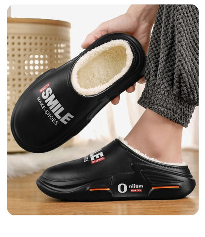 New Winter Men Warm Slippers Cotton Slippers Outdoor Indoor Cotton Shoes Waterproof Mens Comfortable Home Bedroom Plush Slippers