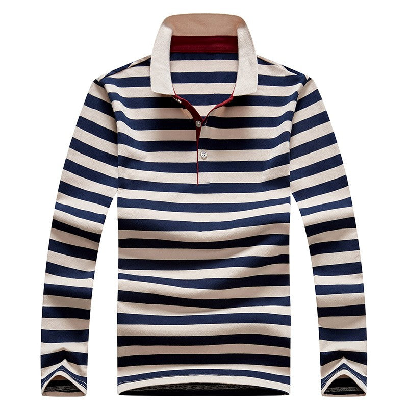 Men Polo Shirt Cotton Embroidery Long Sleeve Spring Stripe Polo Shirt Men Autumn Casual Fashion Polo Shirt Business T-shirts Men