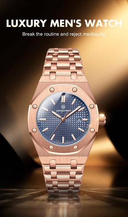 PAAZOMU Luxury Business Man Wristwatch Waterproof Luminous Date Men Watch Stainless Steel Fashion Quartz Watches For Men Reloj