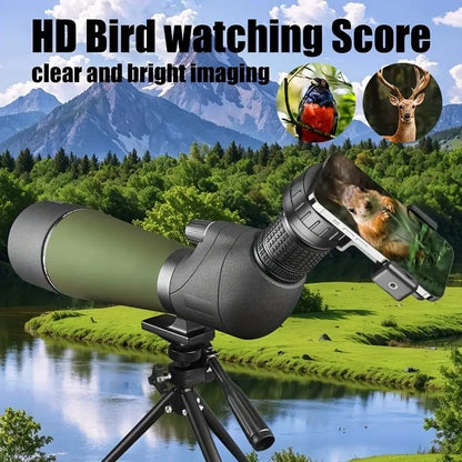 Monóculo Externo 20-60x80 para Observação de Pássaros, Luneta Espiã HD BAK4, Telescópio Impermeável para Acampamento com Sistema de Foco Duplo, Lente FMC de 80mm