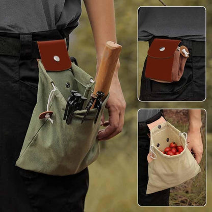 Multipurpose Collapsible Canvas Foraging Bag Berry Mushroom Picker Drawstring for Camping Hiking Beachcombing Outdoor Gear