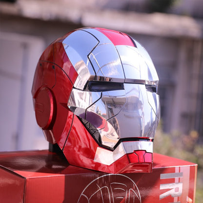 Capacete Homem de Ferro Mk5 Elétrico com Controle de Voz Máscara Vestível 1:1 Abertura e Fechamento Automático Modelo Colecionável Presente para Adultos