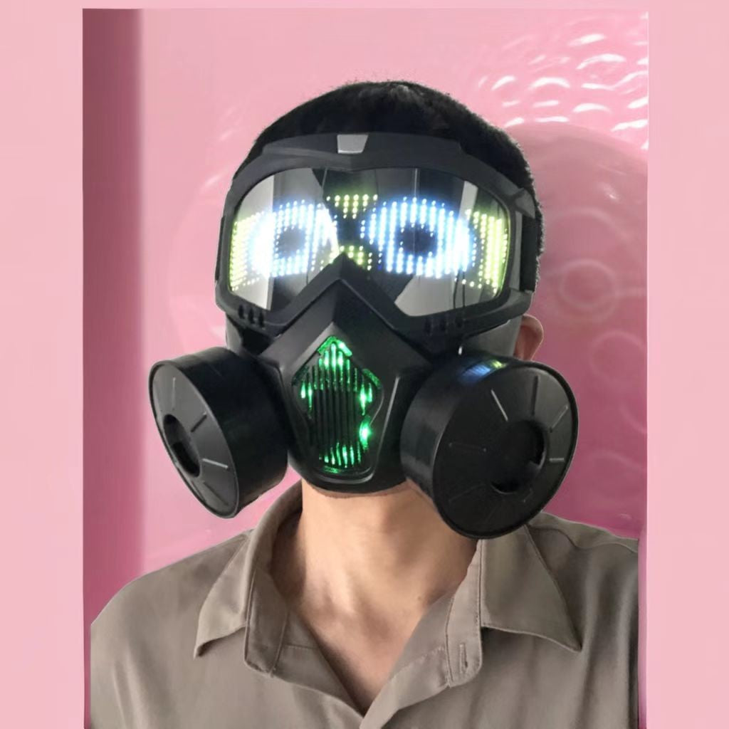 Simulated Anti-virus Led Mask With Bluetooth Programmable Scrolling Text Animation Display Halloween Carnival Party Decorative