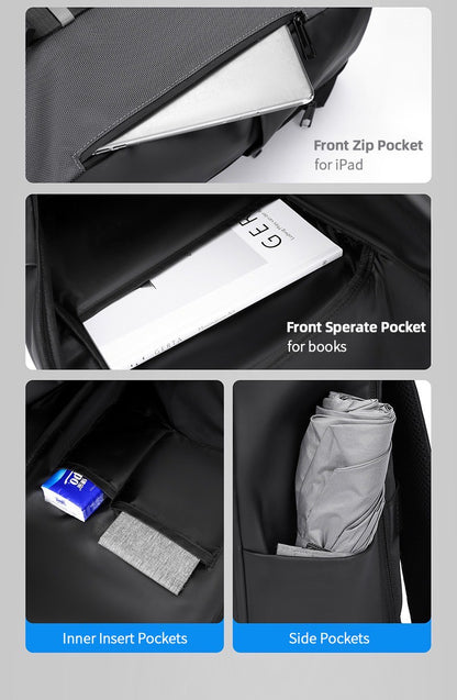 Mochila moderna 2025 com toque atlético, tecido à prova d'água, para laptop de 15,6 polegadas, design roll-top, grande capacidade para o dia a dia, viagens e escola