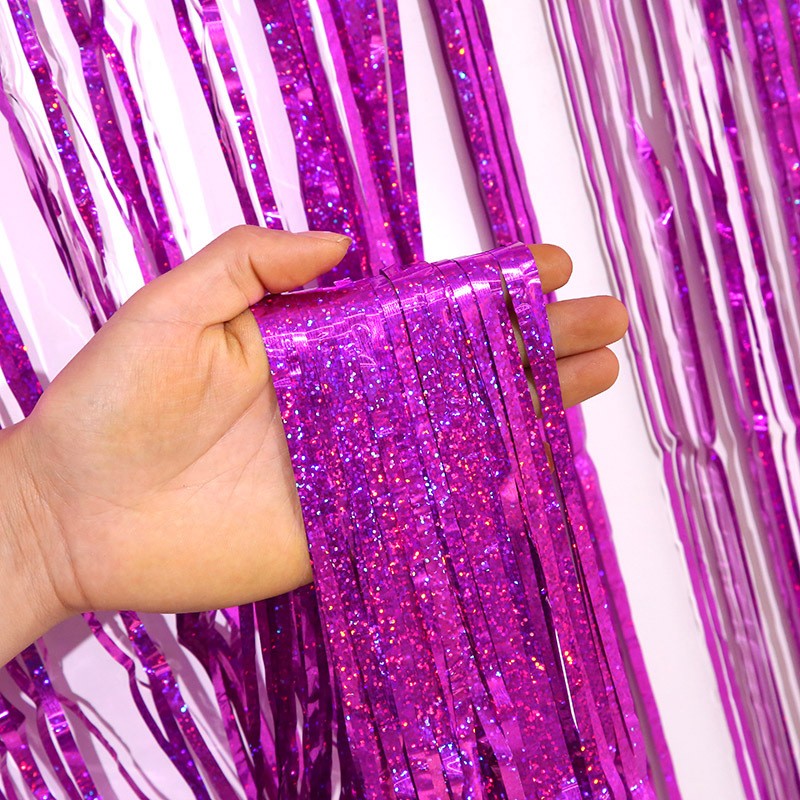 2M Glitter Pink Metallic Foil Tinsel Curtain Backdrop Birthday Wedding Bridal Shower Bachelorette Party Decor Adult Anniversary